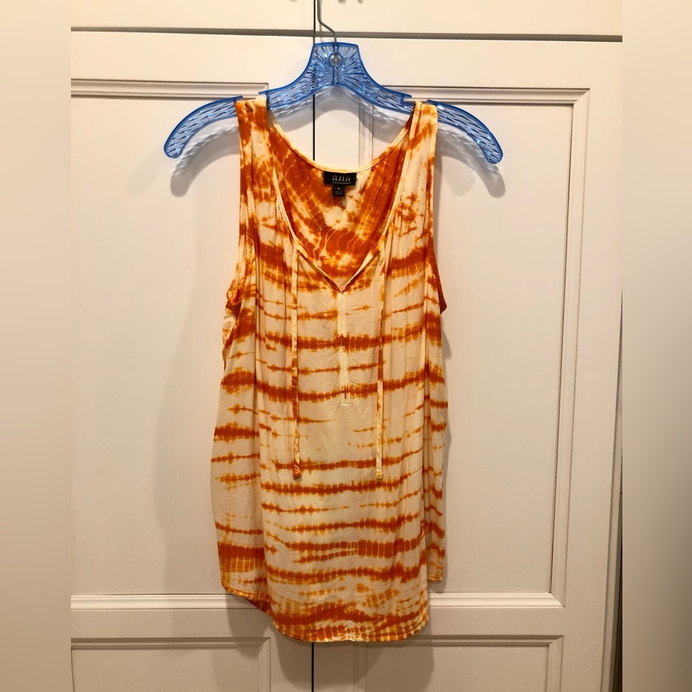 A.N.A Brand Orange and White Tie Dye Tank Top